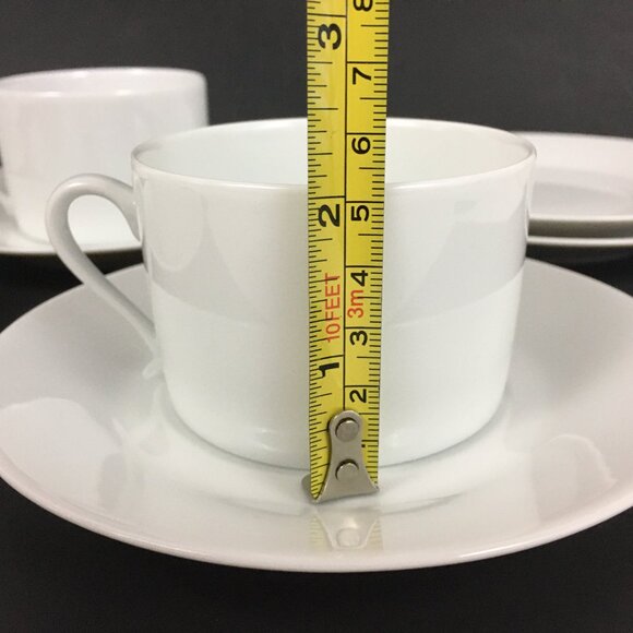 4 Limoges France Porcelain White Espresso Cups and Saucers - Picture 6 of 8